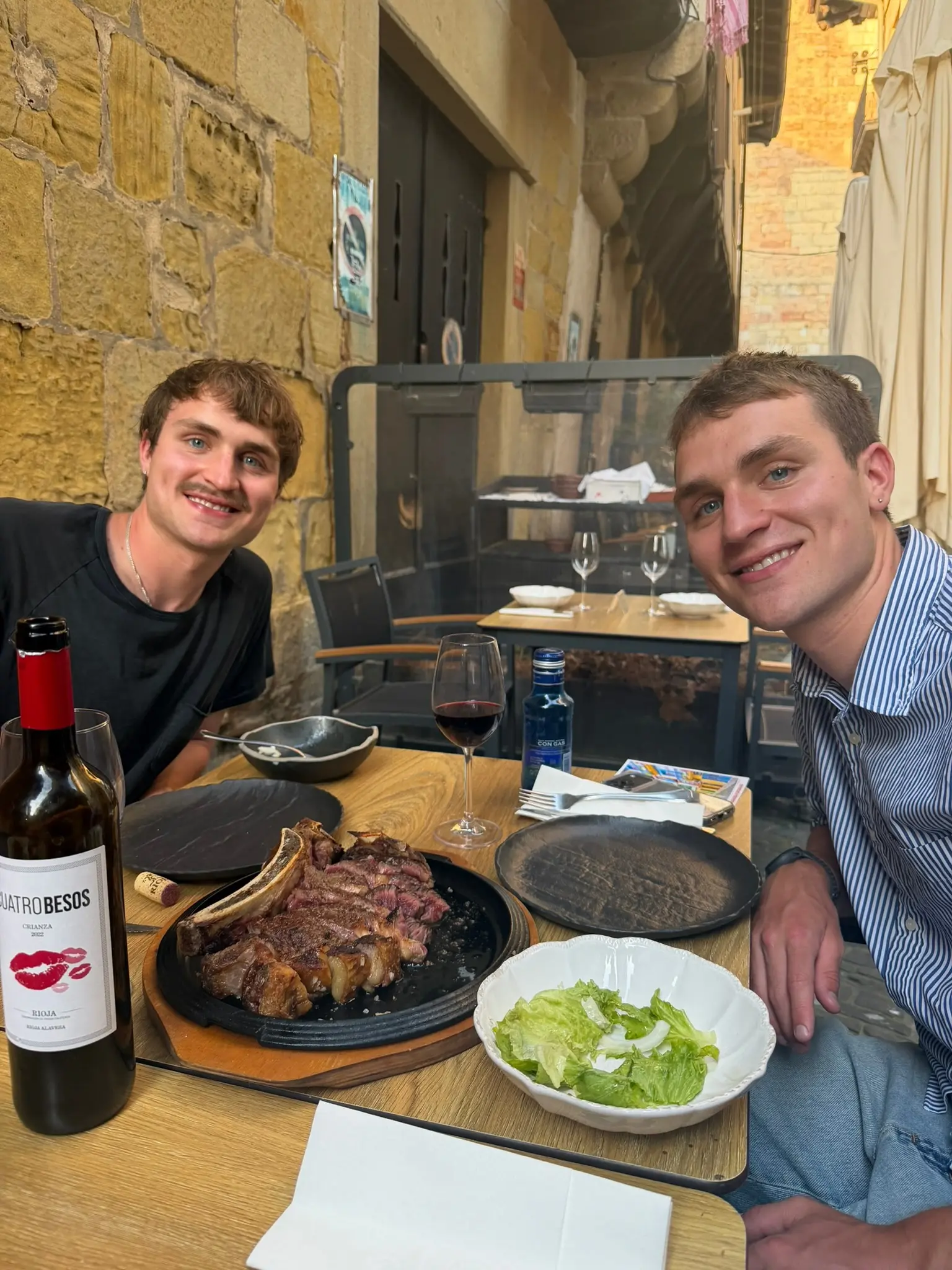 wine and steak in spain